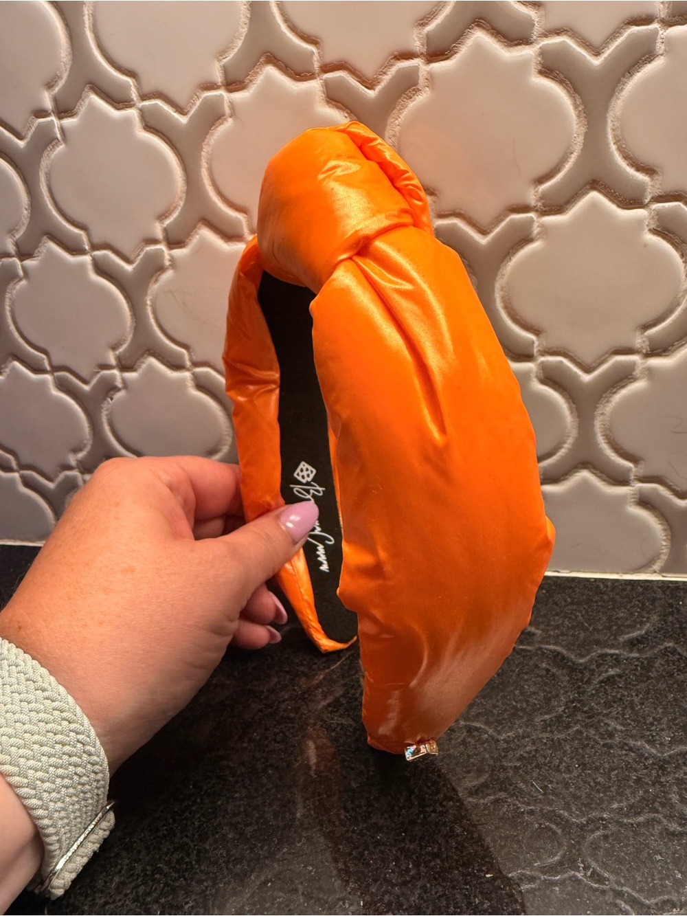 Brianna Cannon Knotted Padded Headband in Bright Orange
